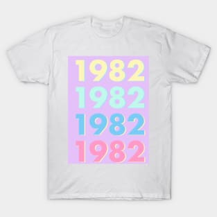 1982 Pastel Typography - Personalized Year Retro Nostalgic Art Print T-Shirt